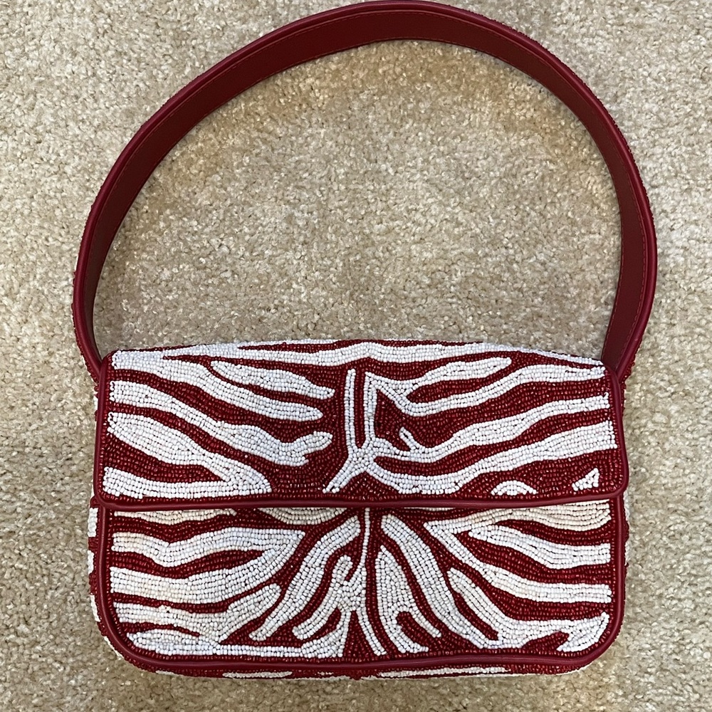 Staud Tommy Beaded Bag- Red & White